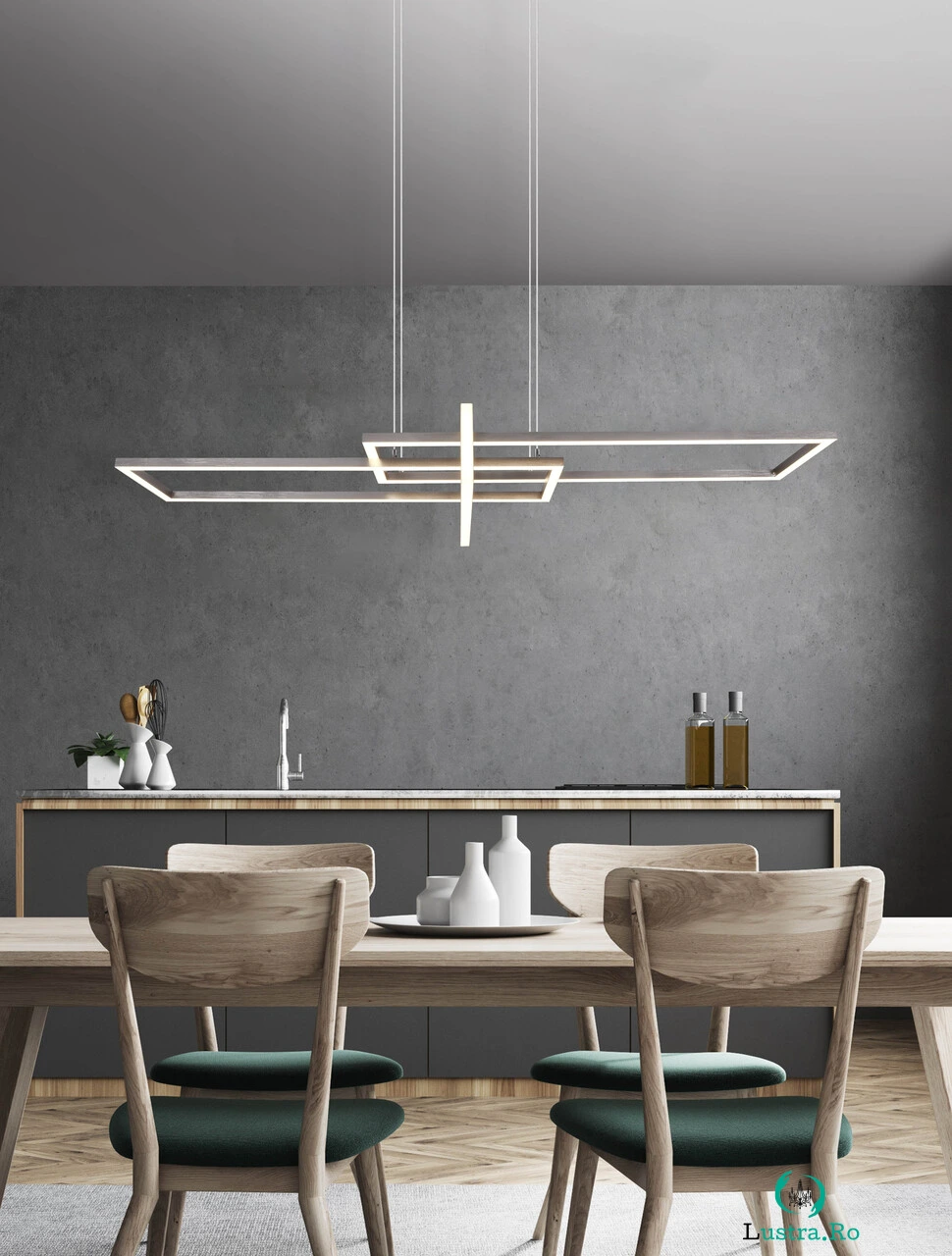 Lustra Salinas, TRIO, 110x40x150 cm, 34W, 1x SMD, metal, argintiu mat la 803.00 lei ron