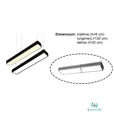 Led – Lustra 1151 – 48w/4000k – negru (1200x200x55mm)